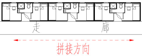 三箱體拼接示意,集裝箱房屋,集裝箱活動房,住人集裝箱,集裝箱住宅,集裝箱建筑