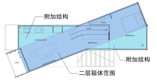 上下箱體成斜角放置平面設(shè)計圖,集裝箱房屋,集裝箱活動房,住人集裝箱,集裝箱住宅,集裝箱建筑