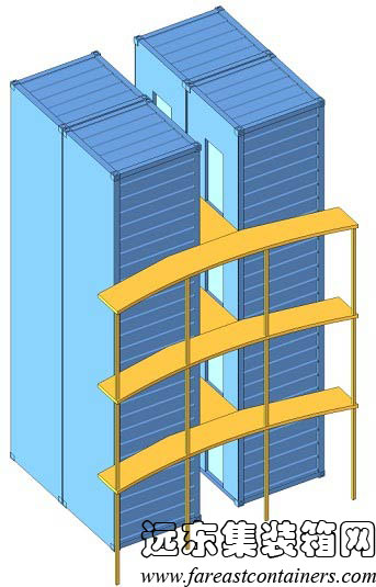 萬(wàn)科建筑研究中心集裝箱宿舍箱體組合示意,集裝箱房屋,集裝箱活動(dòng)房,住人集裝箱,集裝箱住宅,集裝箱建筑