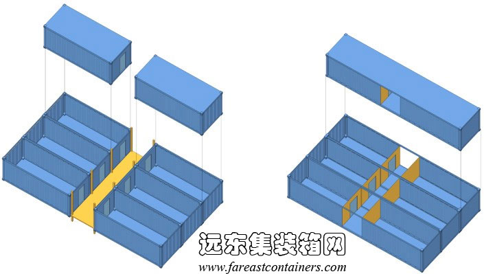 內(nèi)走廊式箱體及交通構(gòu)成方式,集裝箱房屋,集裝箱活動(dòng)房,住人集裝箱,集裝箱住宅,集裝箱建筑