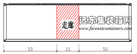 走廊使用40英尺箱體中部,集裝箱房屋,集裝箱活動(dòng)房,住人集裝箱,集裝箱住宅,集裝箱建筑