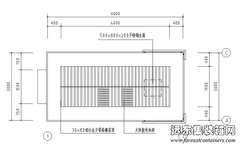 集裝箱式活動(dòng)住宅修正方案外觀方案一屋頂平面圖