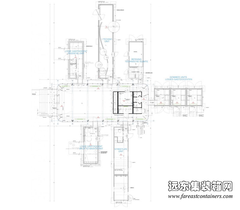 HUB 01 集裝箱學(xué)生宿舍的平面設(shè)計圖,集裝箱房屋,集裝箱建筑,集裝箱住宅