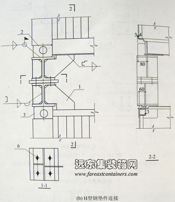 H型鋼墊件連接,集裝箱組合房屋